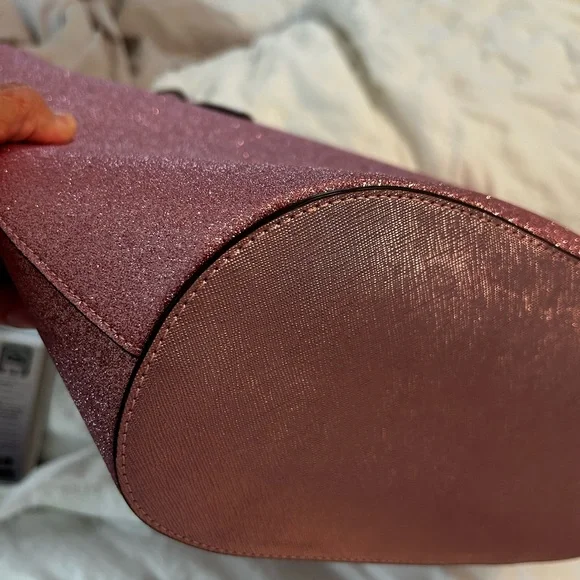 kate spade Metallic Rose Pink Glitter Tote with Wallet & Pouch - Picture 9 of 13